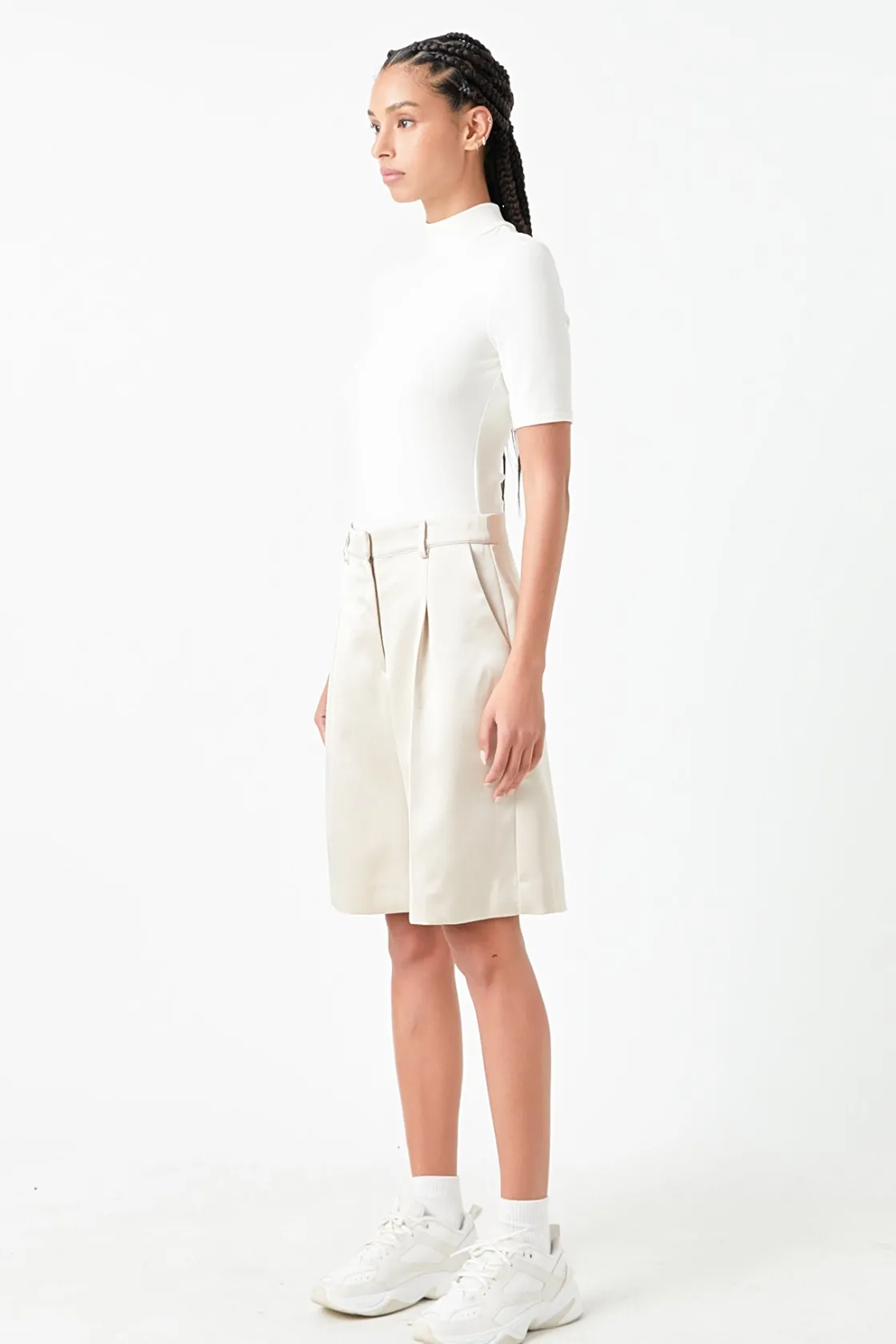grey_lab__pleated_wide_sa_2.webp GREY LAB Shorts & Skorts | Tops*- Pleated Wide Satin Shorts CREAM
