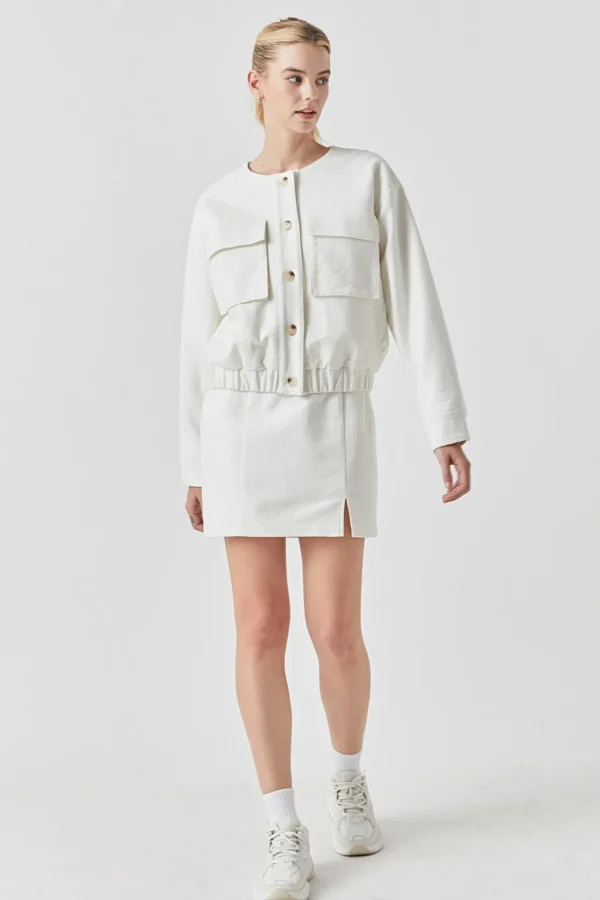 GREY LAB Jackets & Coats | Tops*- Pocket Linen Jacket IVORY