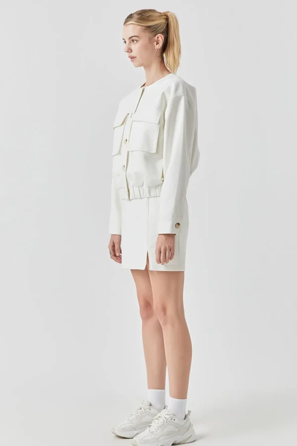 GREY LAB Jackets & Coats | Tops*- Pocket Linen Jacket IVORY