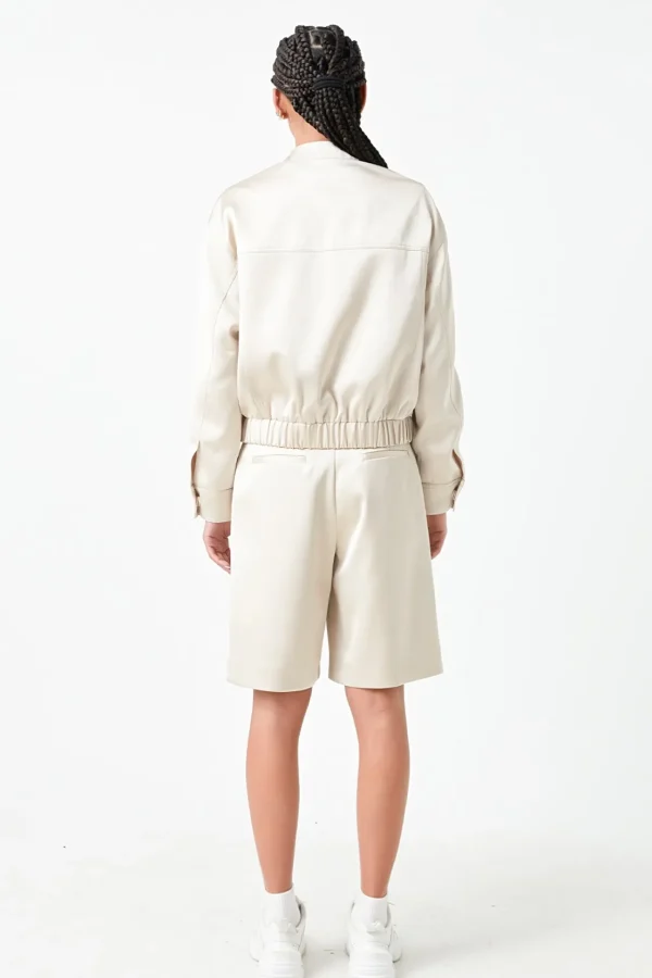 GREY LAB Jackets & Coats | Tops*- Pocket Satin Jacket CREAM