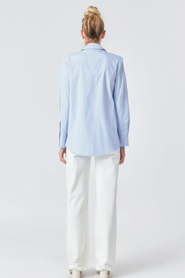 GREY LAB Shirts & Blouses | Tops*- Power Shoulder Striped Shirt BLUE