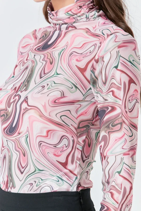 GREY LAB Tops*- Print Mesh Top PINKMULTI