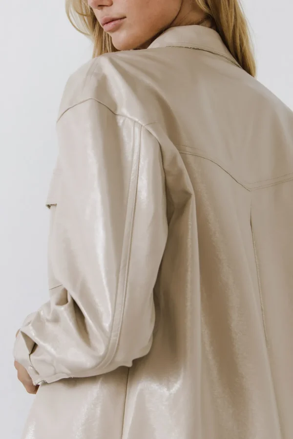 GREY LAB Jackets & Coats | Tops*- Pu Button Down Jacket TAUPE