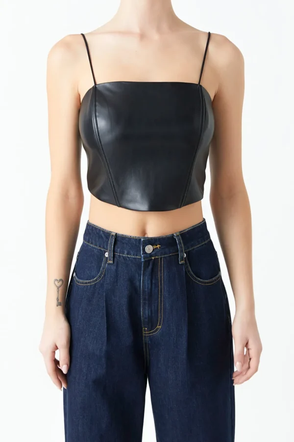 GREY LAB Tops*- Pu Corset Top BLACK