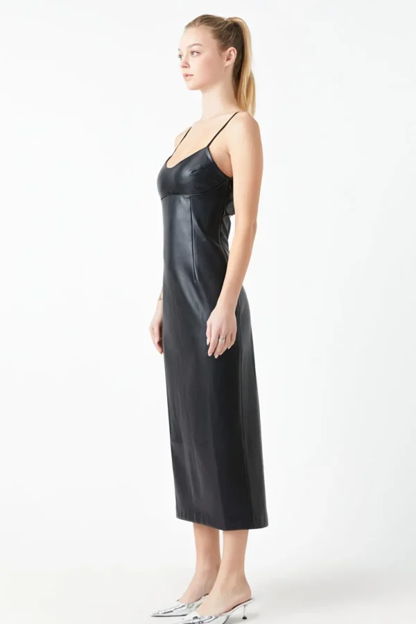 GREY LAB Tops*- Pu Midi Sleeveless Dress BLACK