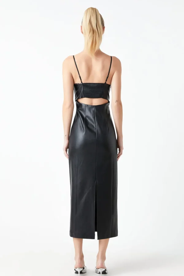GREY LAB Tops*- Pu Midi Sleeveless Dress BLACK