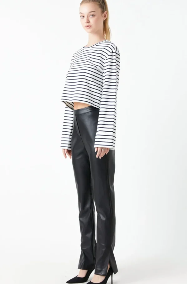 GREY LAB Pants | Tops*- Pu Slit Leggings BLACK