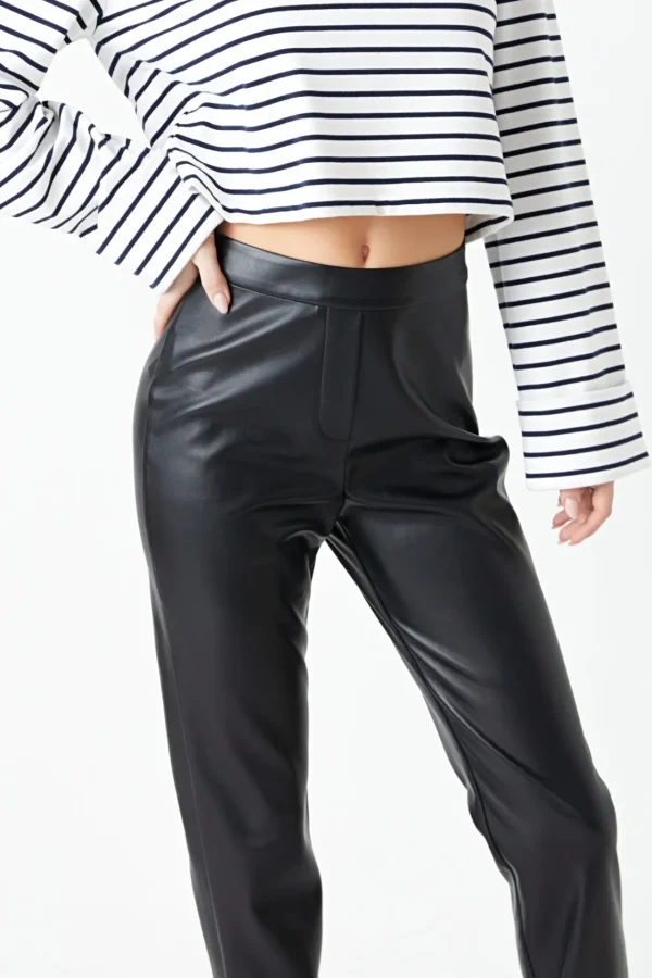 GREY LAB Pants | Tops*- Pu Slit Leggings BLACK