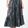 GREY LAB Skirts | Tops*- Pu Tiered Long Skirt BLACK