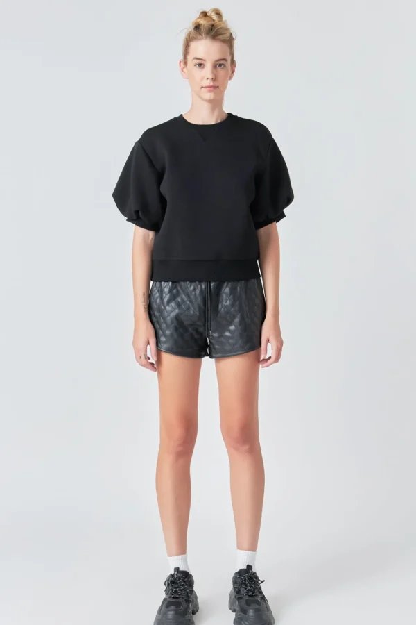 GREY LAB Tops*- Puff Sleeve Sweatshirt BLACK