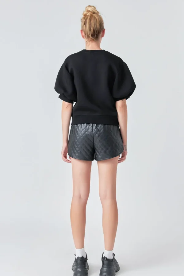 GREY LAB Tops*- Puff Sleeve Sweatshirt BLACK