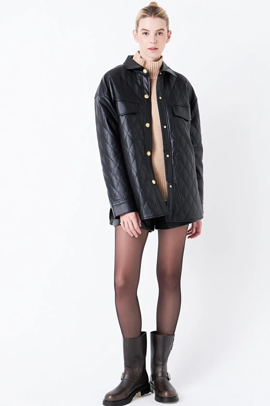 grey_lab__quilted_faux_le_0.webp GREY LAB Jackets & Coats | Tops*- Quilted Faux Leather Jacket BLACK