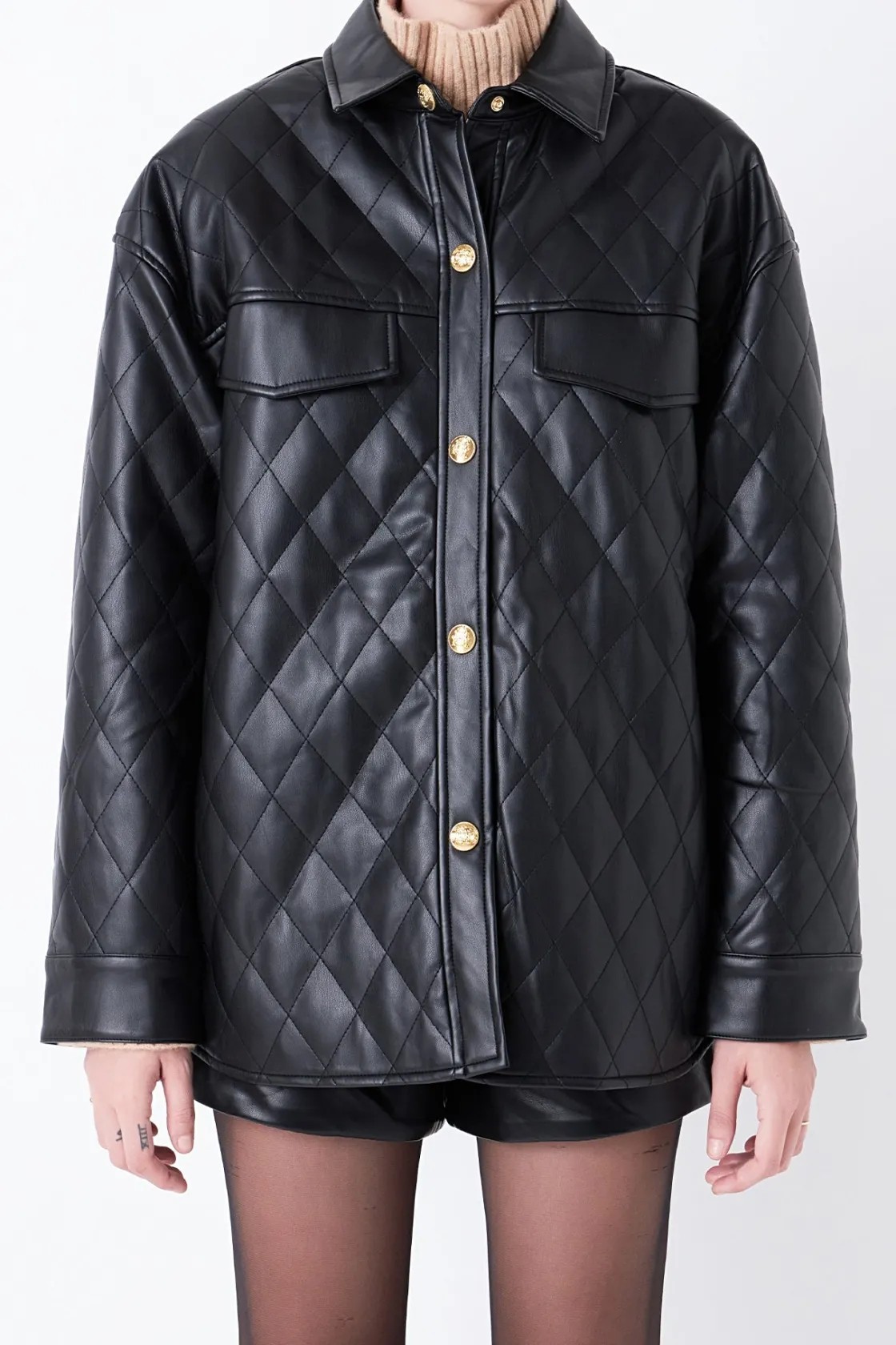grey_lab__quilted_faux_le_1.webp GREY LAB Jackets & Coats | Tops*- Quilted Faux Leather Jacket BLACK