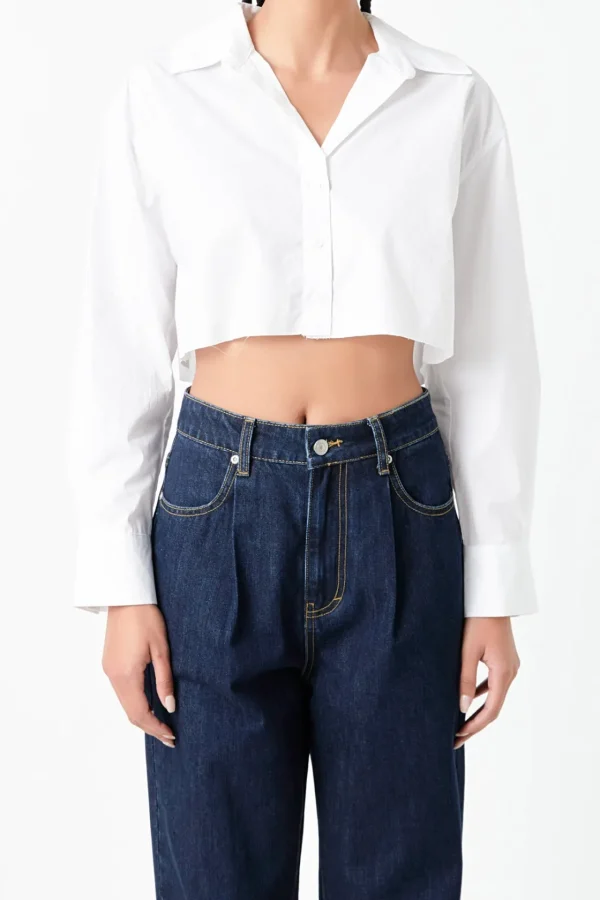 GREY LAB Shirts & Blouses | Tops*- Raw Edge Cropped Shirts