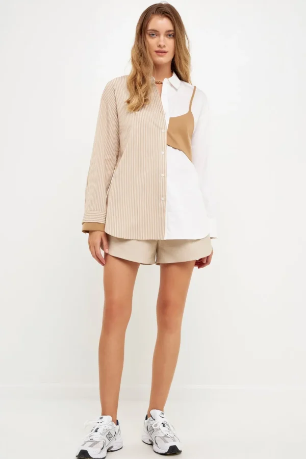 GREY LAB Shirts & Blouses | Tops*- Re-purposed Shirts WHITE/KHAKI