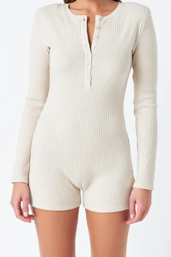 GREY LAB Loungewear | Sweaters & Knits*- Ribbed Knit Romper OATMEAL
