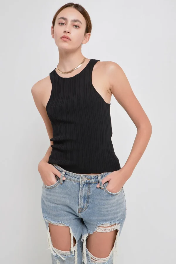 GREY LAB Tops*- Ribbed Racer Back Slick Tank