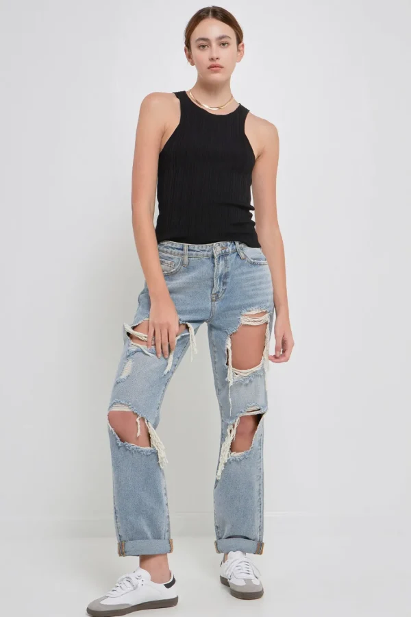 GREY LAB Tops*- Ribbed Racer Back Slick Tank