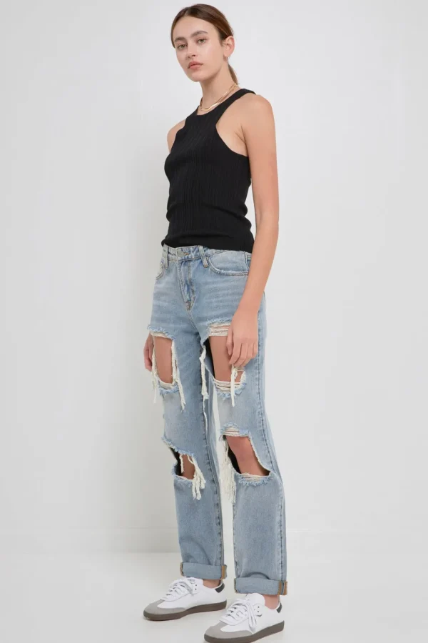 GREY LAB Tops*- Ribbed Racer Back Slick Tank