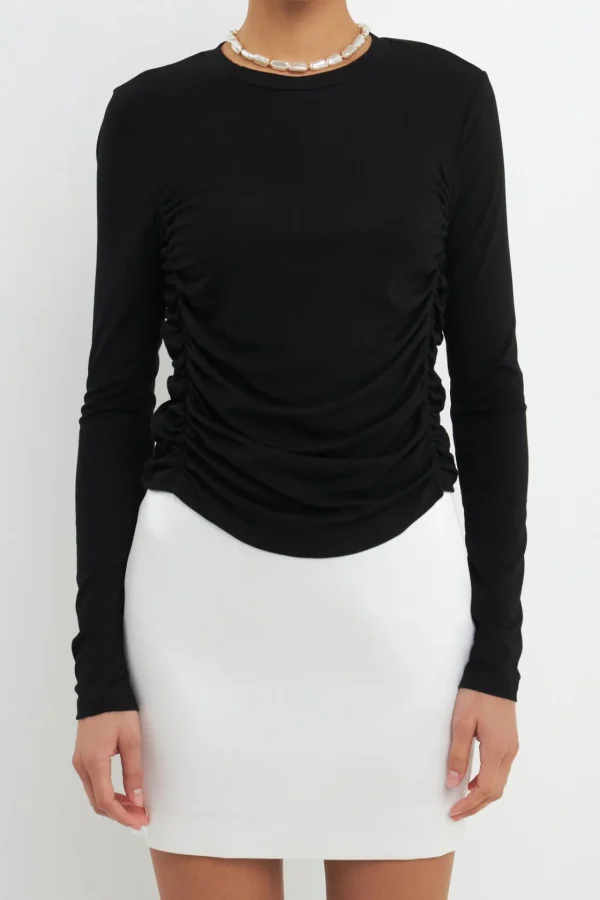 GREY LAB Sweaters & Knits | Tops*- Ruched Side Knit Top BLACK