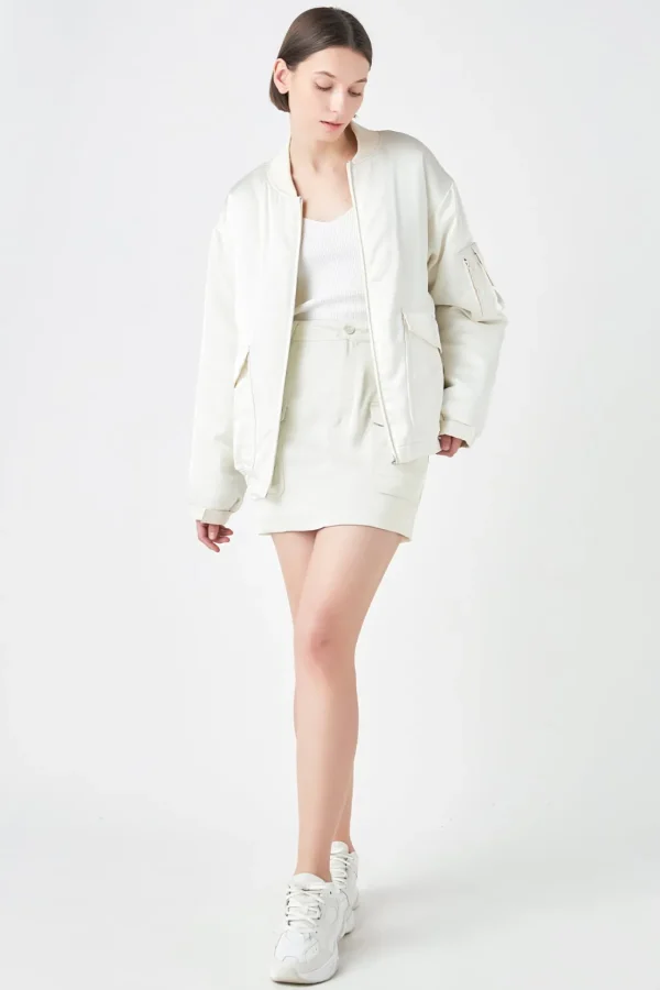 GREY LAB Matching Sets | Jackets & Coats*- Satin Bomber Jacket IVORY