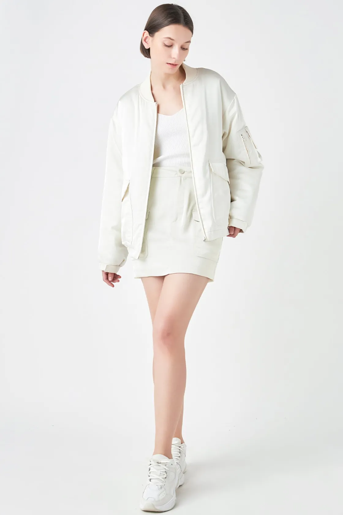 grey_lab__satin_bomber_ja_0.webp GREY LAB Matching Sets | Jackets & Coats*- Satin Bomber Jacket IVORY