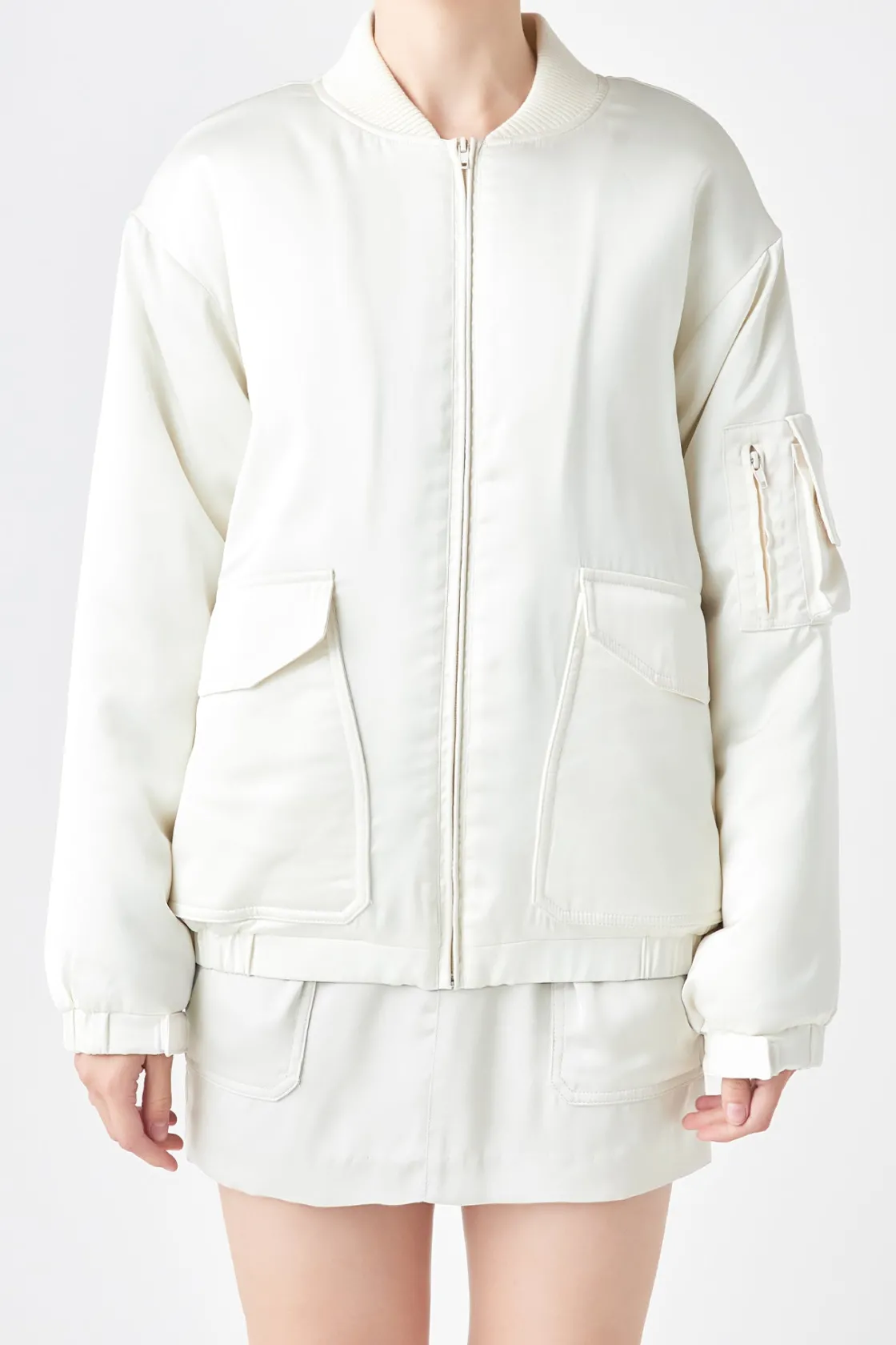 grey_lab__satin_bomber_ja_1.webp GREY LAB Matching Sets | Jackets & Coats*- Satin Bomber Jacket IVORY