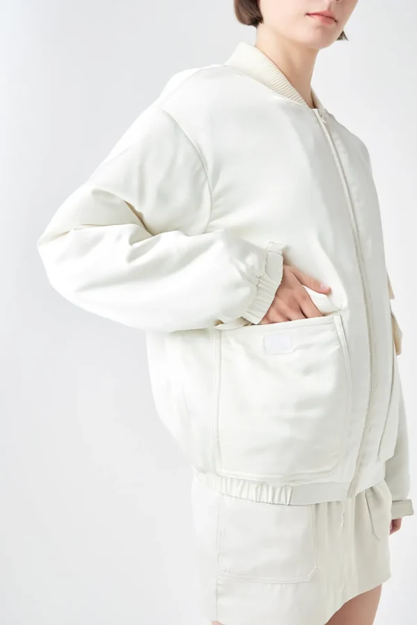 GREY LAB Matching Sets | Jackets & Coats*- Satin Bomber Jacket IVORY