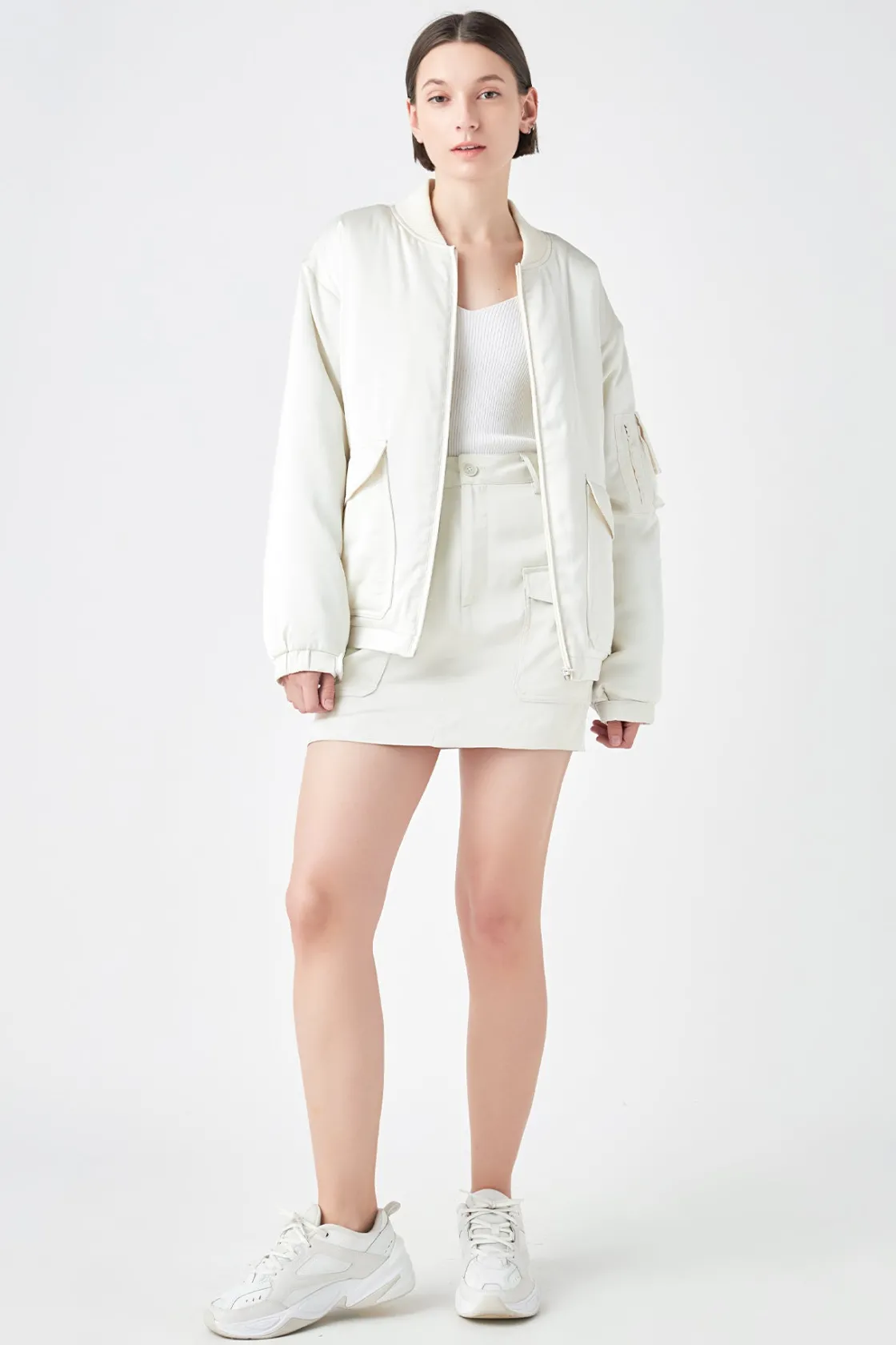 grey_lab__satin_bomber_ja_3.webp GREY LAB Matching Sets | Jackets & Coats*- Satin Bomber Jacket IVORY