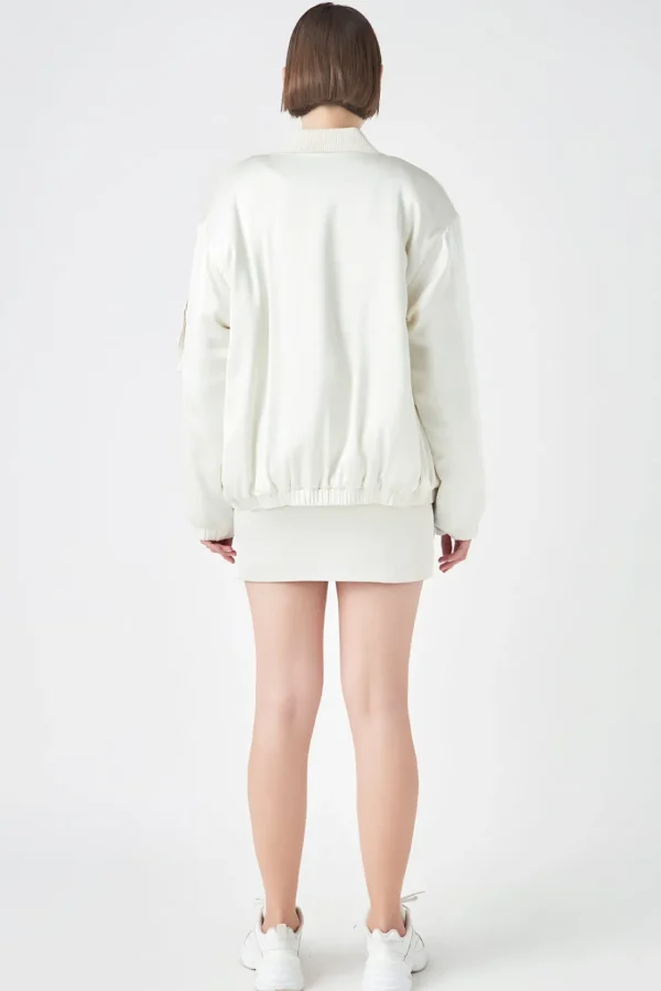 GREY LAB Matching Sets | Jackets & Coats*- Satin Bomber Jacket IVORY