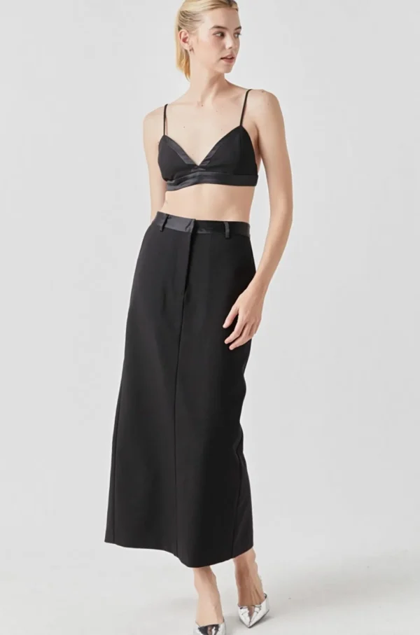 GREY LAB Tops*- Satin Contrast Bra Top BLACK