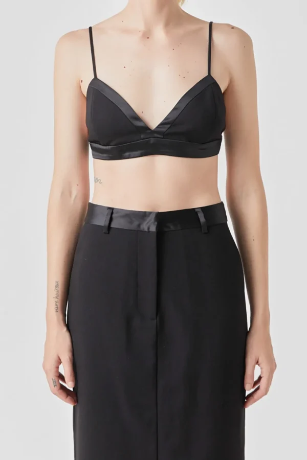 GREY LAB Tops*- Satin Contrast Bra Top BLACK