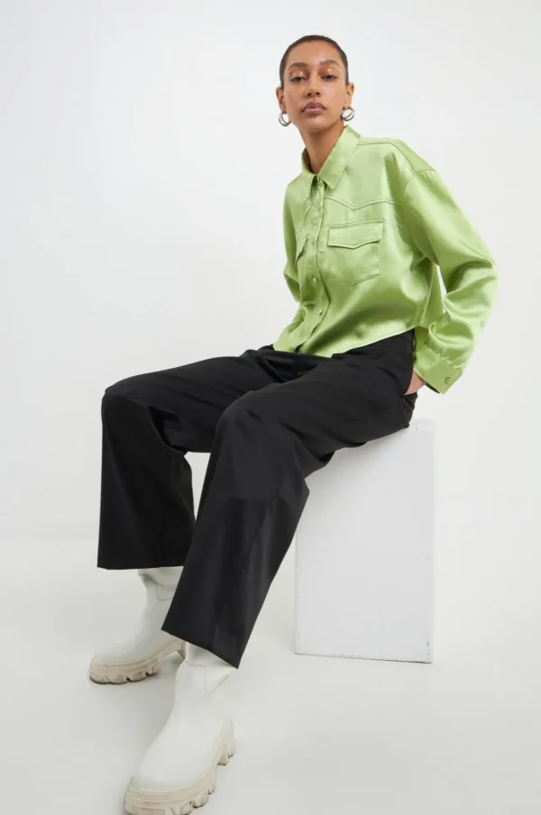 GREY LAB Jackets & Coats | Tops*- Satin Crop Jacket LIGHTGREEN