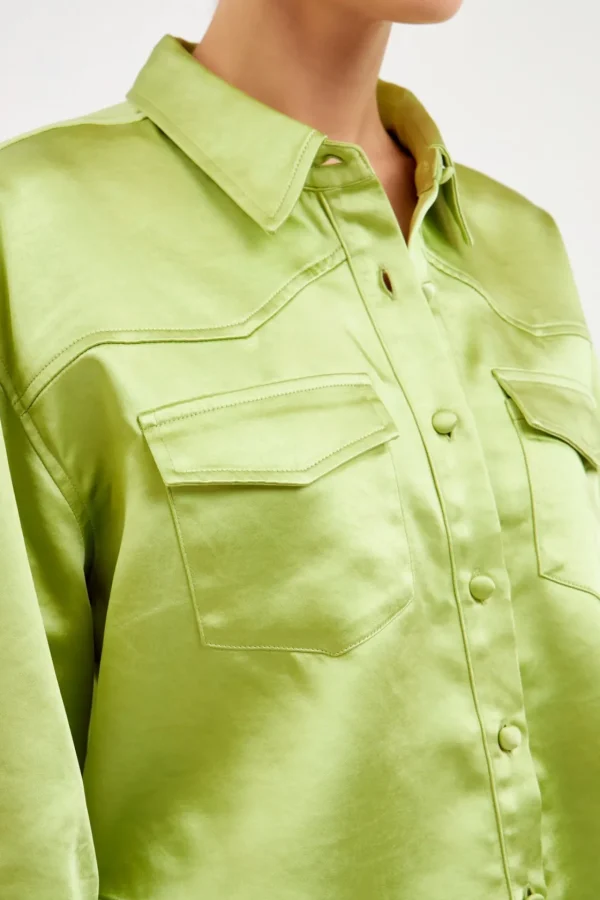 GREY LAB Jackets & Coats | Tops*- Satin Crop Jacket LIGHTGREEN