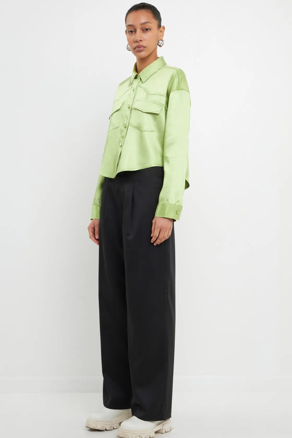 grey_lab__satin_crop_jack_3.webp GREY LAB Jackets & Coats | Tops*- Satin Crop Jacket LIGHTGREEN