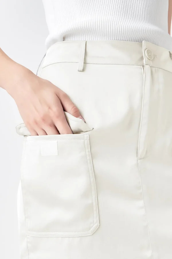 GREY LAB Matching Sets | Skirts*- Satin Pocket Mini Skirt IVORY