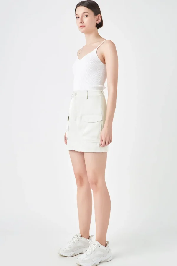 GREY LAB Matching Sets | Skirts*- Satin Pocket Mini Skirt IVORY
