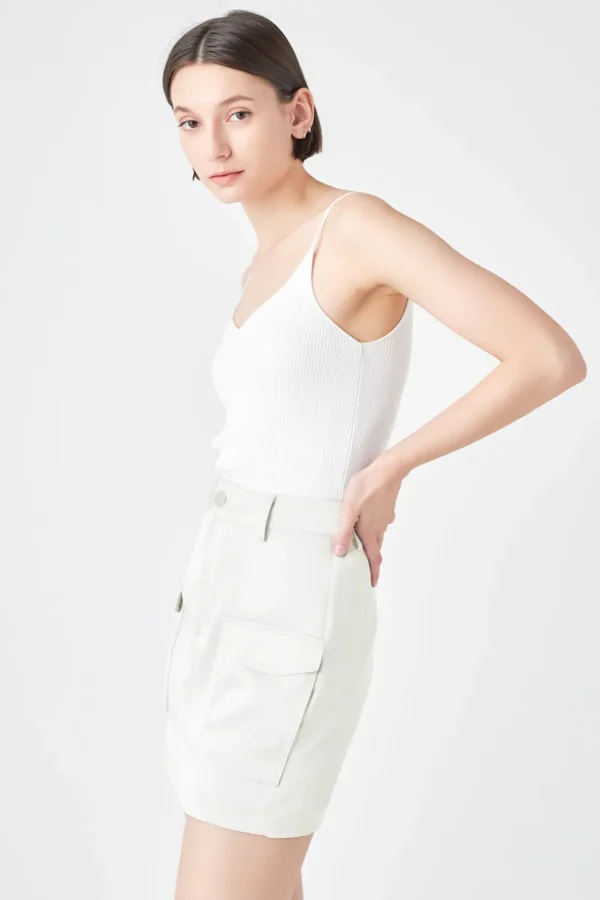 GREY LAB Matching Sets | Skirts*- Satin Pocket Mini Skirt IVORY