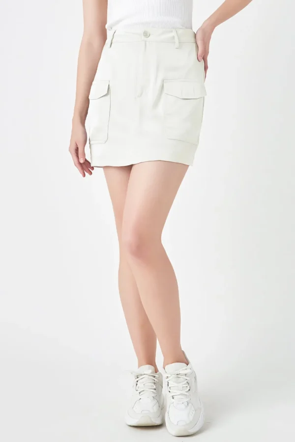 GREY LAB Matching Sets | Skirts*- Satin Pocket Mini Skirt IVORY