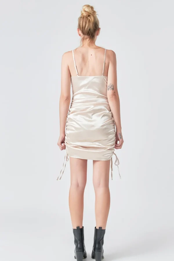 GREY LAB Satin Dresses | Tops*- Satin Ruched Mini Dress CHAMPAGNE