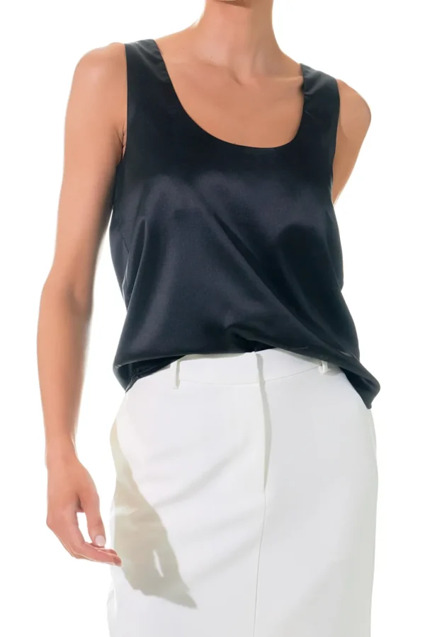 GREY LAB Tops*- Satin Sleeveless Top BLACK