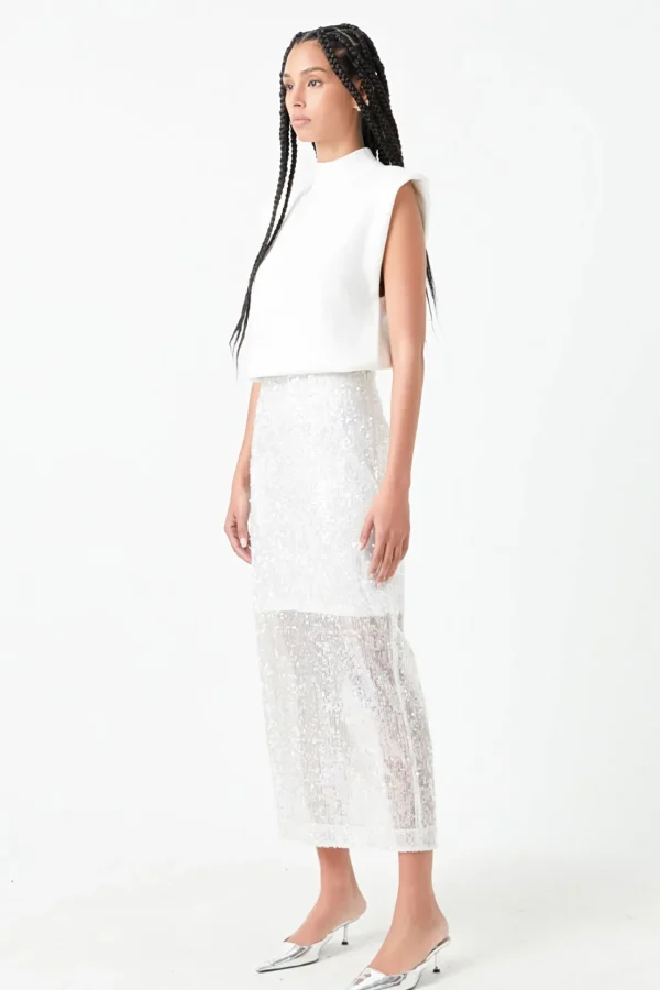 GREY LAB Matching Sets | Skirts*- Sequin Back Slit Maxi Skirt