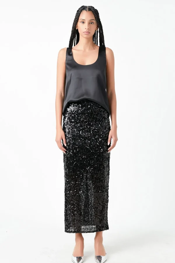 GREY LAB Matching Sets | Skirts*- Sequin Back Slit Maxi Skirt