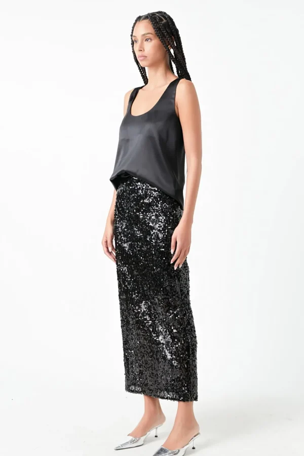 GREY LAB Matching Sets | Skirts*- Sequin Back Slit Maxi Skirt