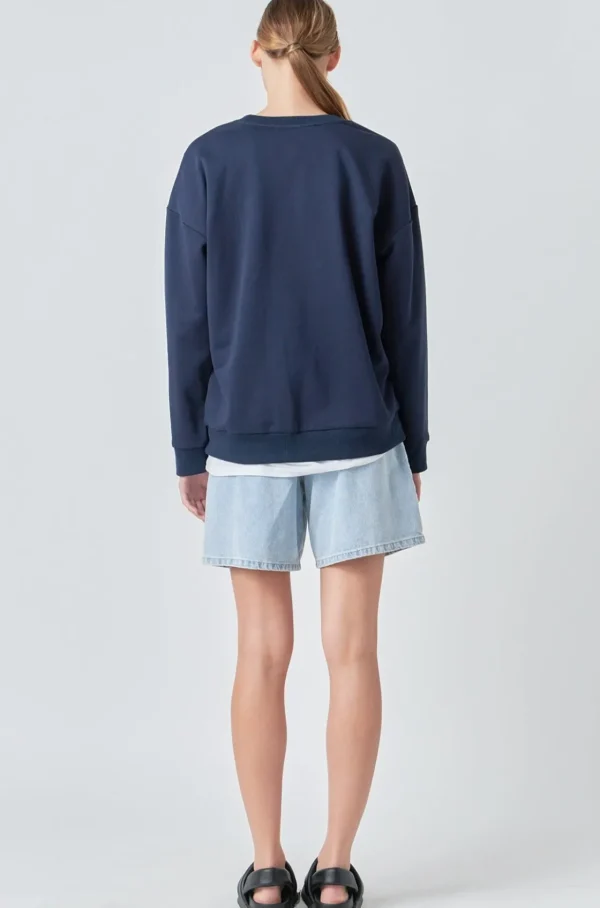 GREY LAB Tops*- Sequin Letter Sweatshirt NAVY