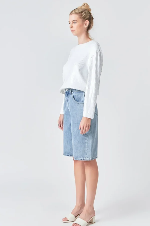GREY LAB Tops*- Sequin Loose Fit Top WHITE