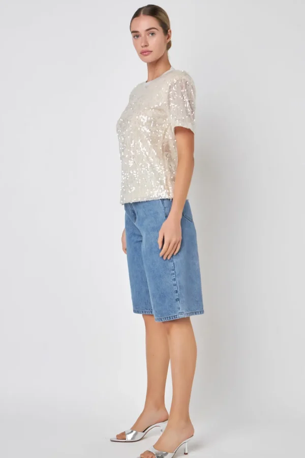 GREY LAB Tops*- Sequin Open Back Top