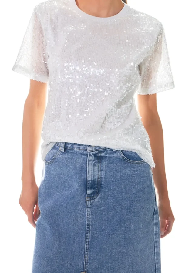 GREY LAB Tops*- Sequin Open Back Top