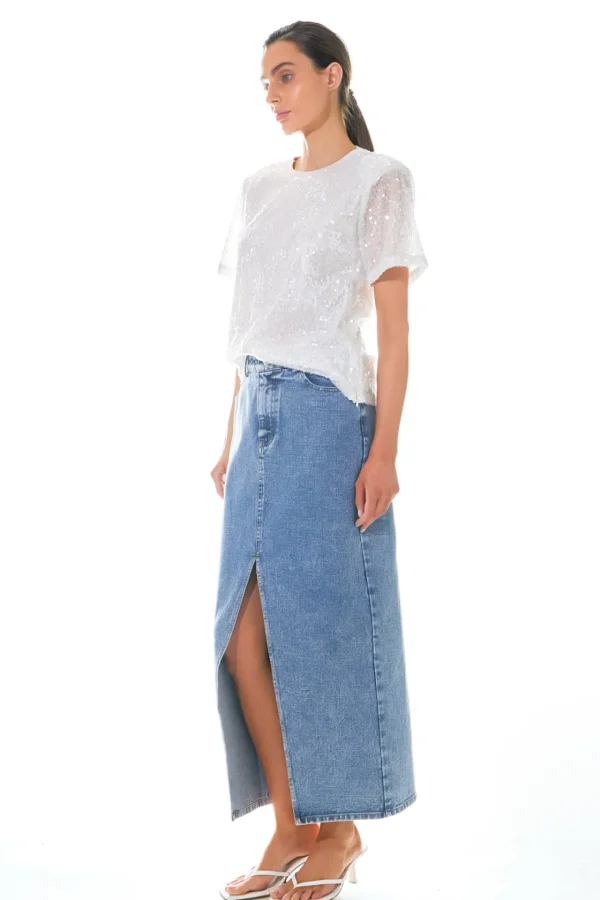 GREY LAB Tops*- Sequin Open Back Top