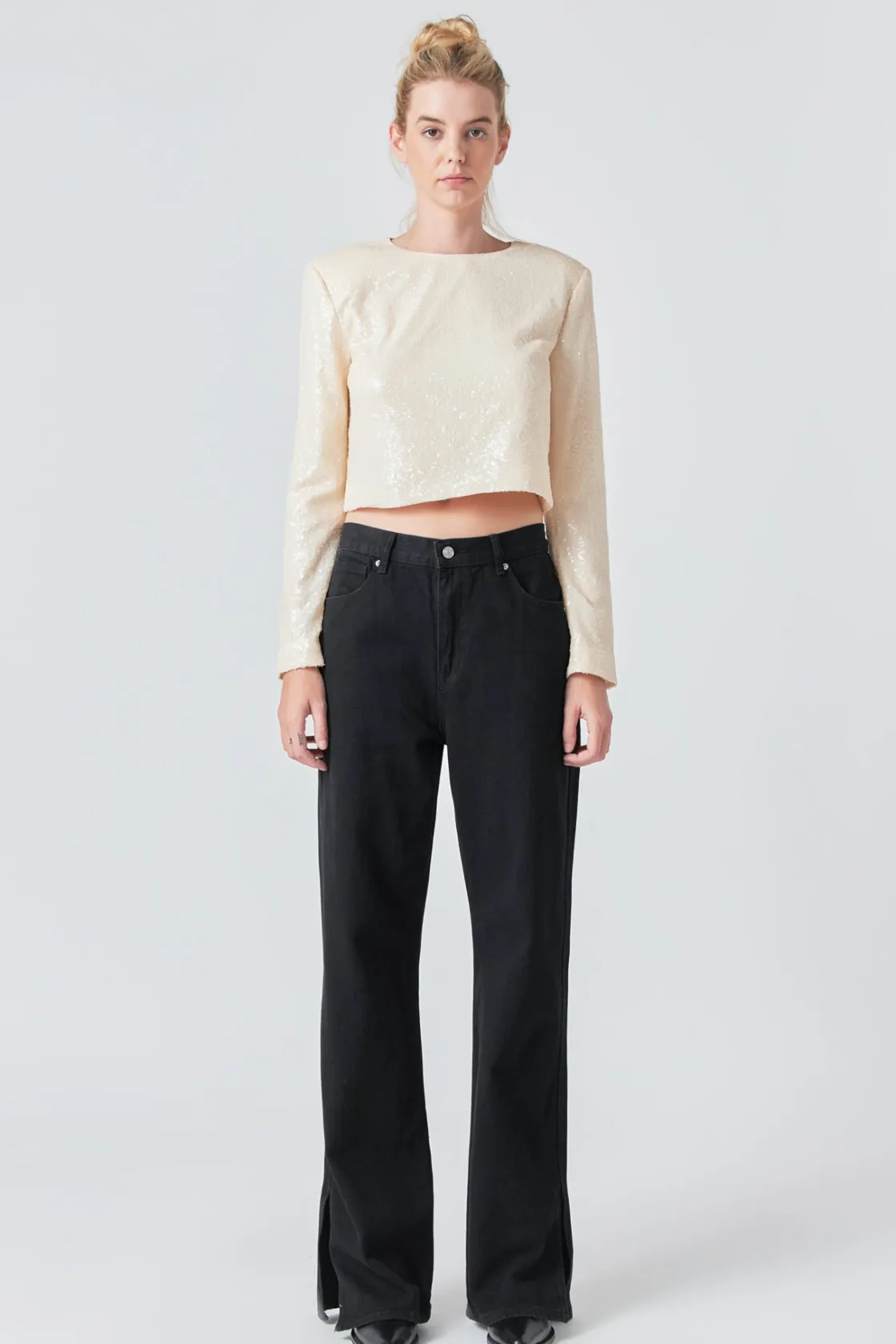 grey_lab__sequin_power_sh_0.webp GREY LAB Tops*- Sequin Power Shoulder Top LIGHTBEIGE